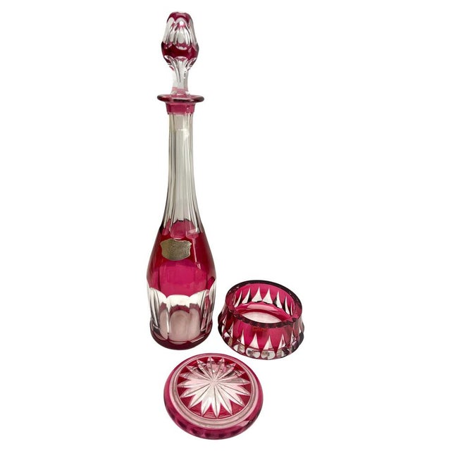 Crystal Decanter, Vase and Bowl from Val Saint Lambert, 1930, Set of 3 For Sale - Image 3 of 16