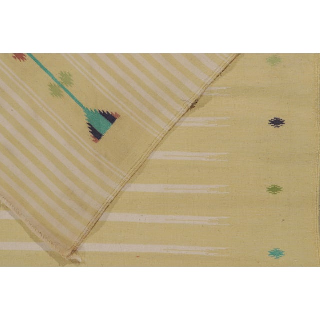 Textile Vintage Dhurrie Kilim in Beige With White Stripe Patterns For Sale - Image 7 of 7