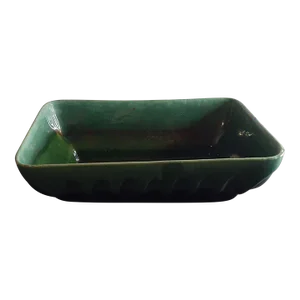 1970s Haeger Usa Green Glazed Ceramic Rectangular Planter