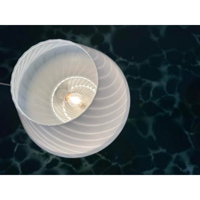 Large Swirl White Murano Glass Mushroom Table Lamp, 1970s For Sale - Image 6 of 8