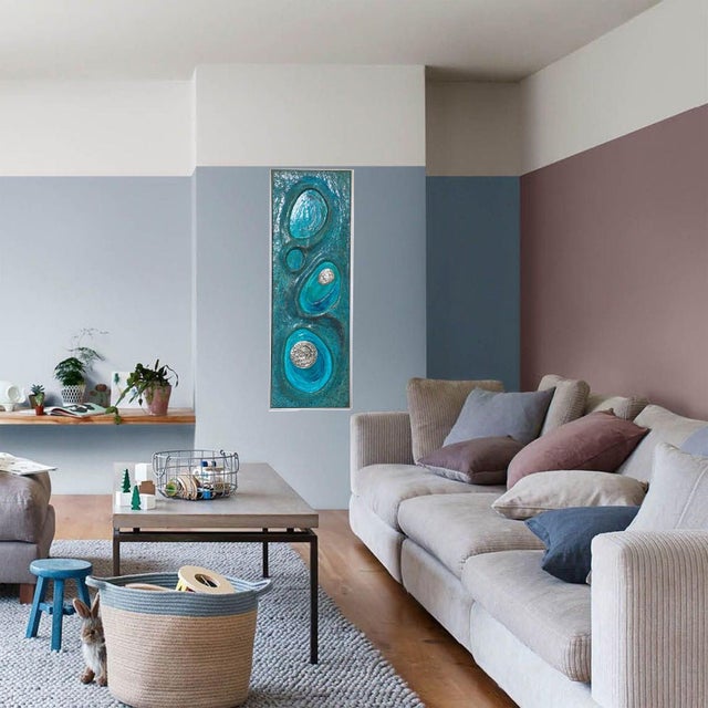 Lorraine Stelzer, Turquoise Acrylic Resin Psychedelic Art Wall Sculpture Panel For Sale - Image 15 of 15