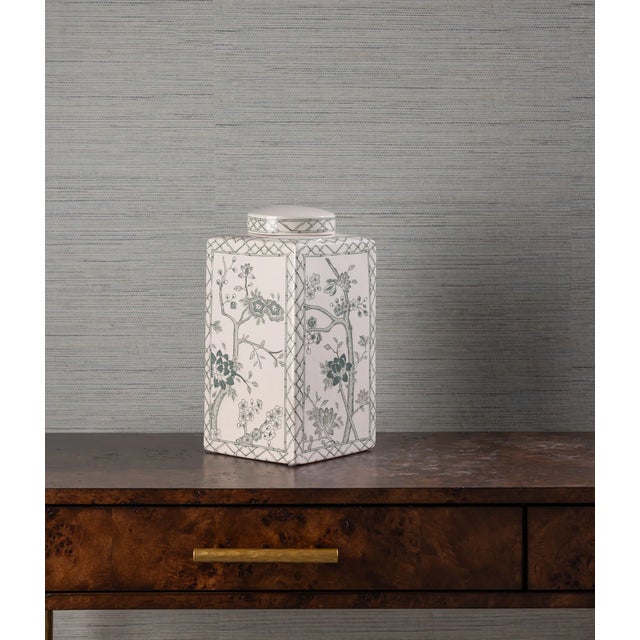 English Jardin Green Chinoiserie Tea Caddy Jar, Medium For Sale - Image 3 of 5
