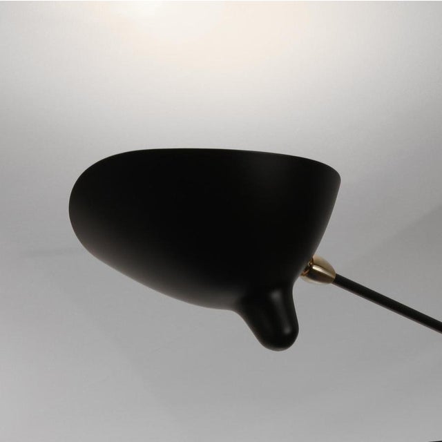 Black Suspension Two Fixed and One Rotating Curved Arm Lamp from Serge Mouille For Sale - Image 4 of 10