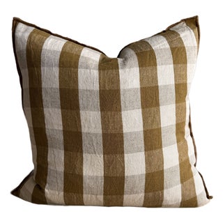 French Linen Accent Cover– Vichy Havane For Sale