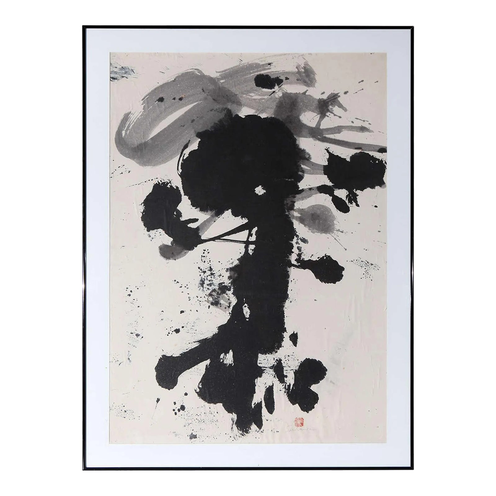 Large Original Sumi Ink Drawing, 1970s | Chairish