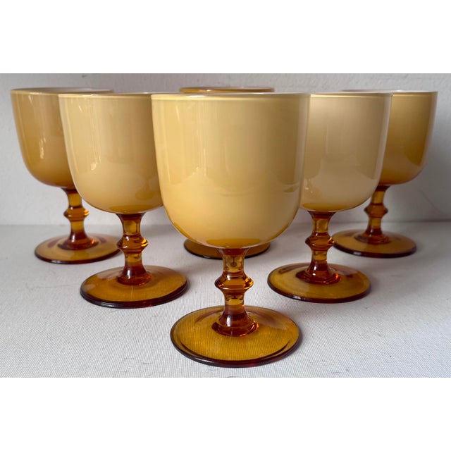 Goldenrod Vintage Carlo Moretti Cased Glass 'Butterscotch' Goblets-Set 6 For Sale - Image 8 of 8