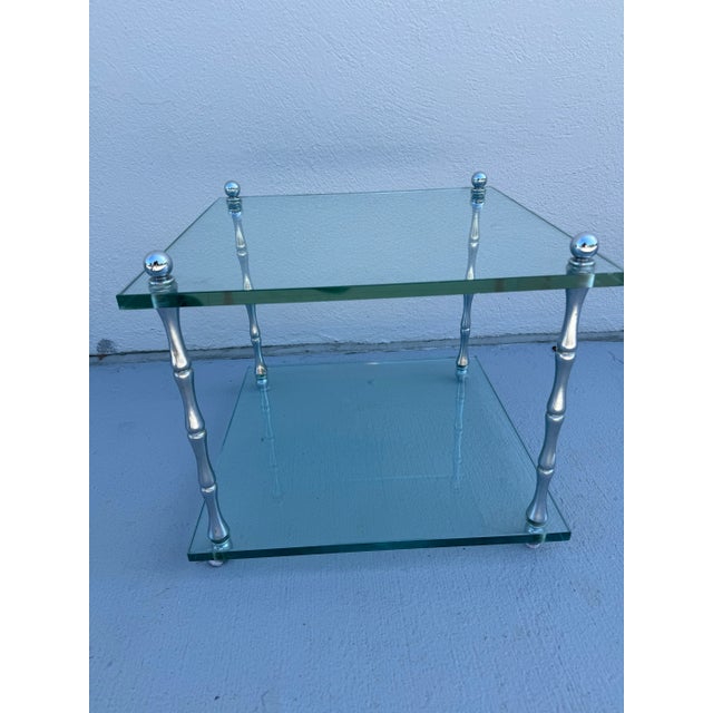 1940s Vintage Hollywood Regency Silver Side Table For Sale - Image 4 of 10