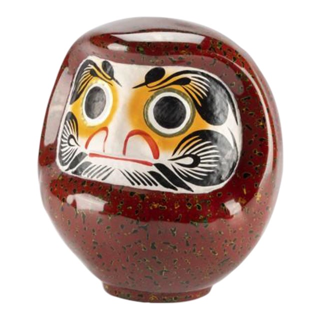 Traditional Japanese Tsugaru Lacquer Daruma – Red Kara-Nuri (Large), Handmade For Sale