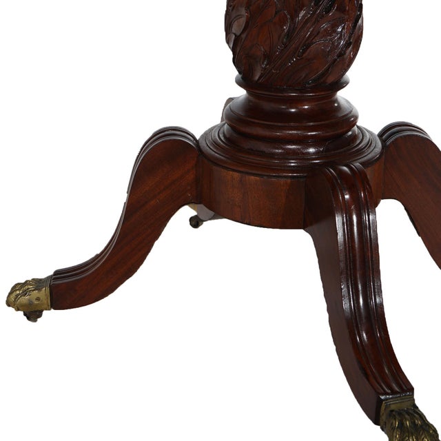 English Antique Duncan Phyfe Carved Mahogany Card Table Circa 1830’s For Sale - Image 3 of 11