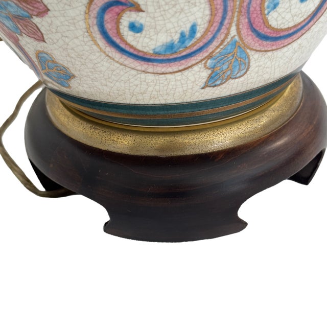 1970s Vintage Frederick Cooper Chinoiserie Crackle Glaze Ginger Jar Table Lamp For Sale - Image 5 of 16