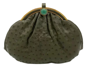 Vintage Judith Leiber Green Ostrich Clutch