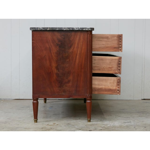 French 19th Century Walnut Three-Drawer Commode with Grey Marble Top For Sale - Image 12 of 12