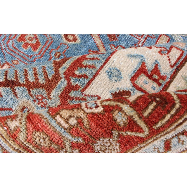 Red, Blue, and Ivory Antique Persian Malayer Rug With Blossom Design 4' X 6'9 For Sale - Image 10 of 10