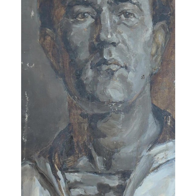 Portrait Man Oil Painting Original Art Ukrainian Artist Sokolovsky G. 1960s For Sale - Image 4 of 6