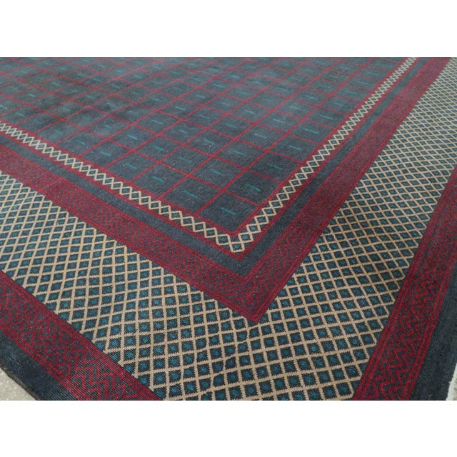 Textile Galerie Shabab Collection Mid-20th Century Handmade Indian Lahore Art Deco Inspired Room Size Carpet For Sale - Image 7 of 9
