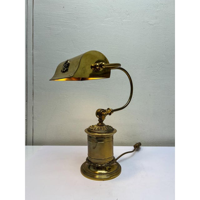 French Adjustable Bankers Desk Lamp in Brass, 1960s For Sale - Image 14 of 17