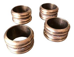 Brass Napkin Ring Holders with Rope Detail - Set of 4