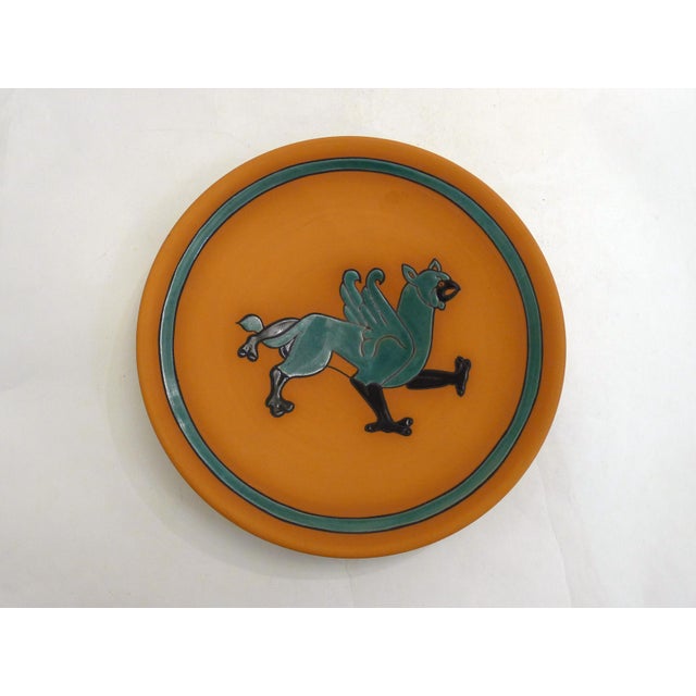 Decorative Griffon Wall Plate in Terracotta and Cloisonné Enamel from Studio Wallada, Spain, 1980s For Sale - Image 12 of 12