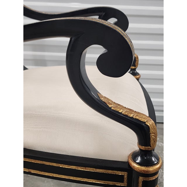 Maitland-Smith Regency Style Ebonized & Gilt Armchairs- A Pair For Sale - Image 14 of 16