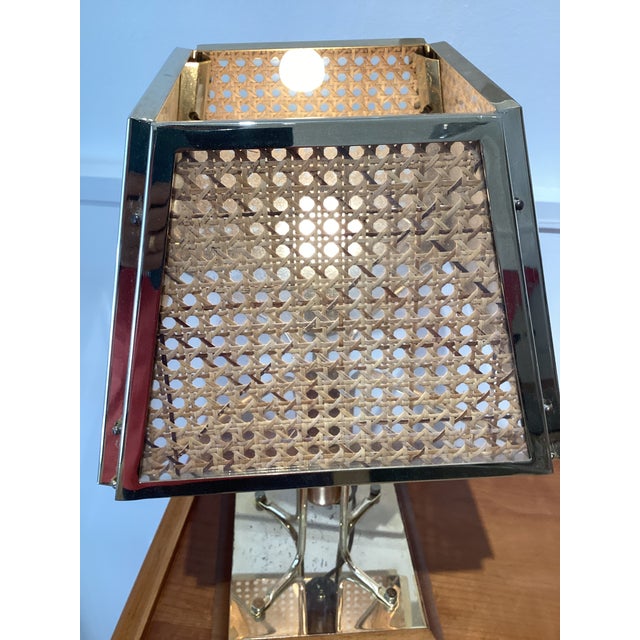 Brass and Wicker Table Lamp, 1970s For Sale - Image 10 of 14