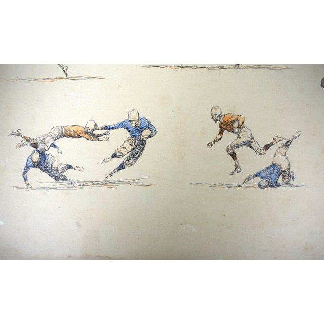 Pen & Ink Drawing of Football Scenes by Paul Brown For Sale - Image 4 of 8
