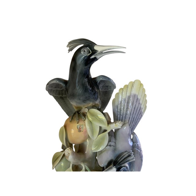 1960s Vintage Rare Vista Alegre Large 17" Porcelain Sculpture "Pica-Laranjas" Orange Peckers Figurine Portugal 1968-1971 For Sale - Image 5 of 7
