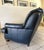 Mid 20th Century Vintage Navy Blue Leather Regency Sofa | Tufted Curved Front, Brass Nailhead Trim For Sale - Image 5 of 12