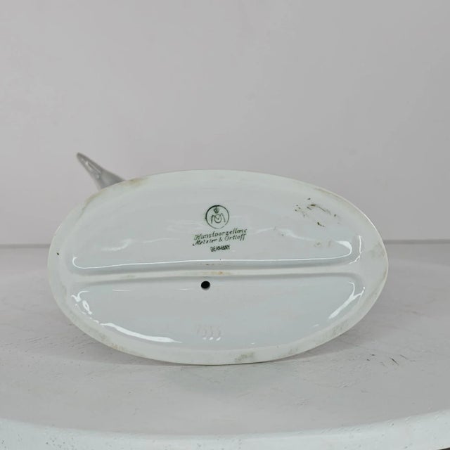 Mid 20th Century Mid 20th Century Vintage Kunstporzellane Metzler & Ortloff Heron Crane Bird Figurine Germany For Sale - Image 5 of 7