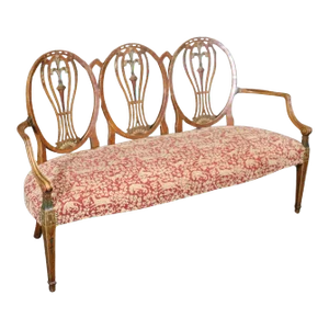 Adams Painted Decorated Triple Oval Back Settee Circa 1910