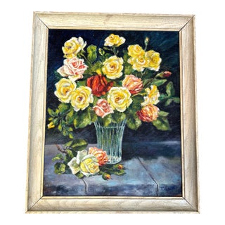 1960’s Original Bouquet of Roses Still Life Painting “Rose” For Sale