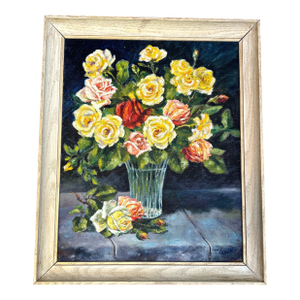 1960’s Original Bouquet of Roses Still Life Painting “Rose”