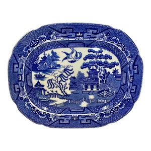 Antique Allerton’s Ltd Blue Willow Serving Platter Made in England - Circa 1830’s