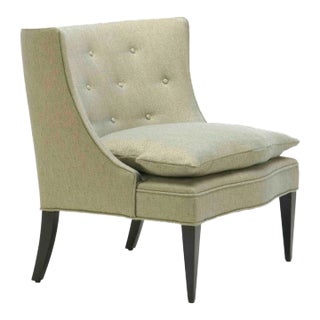 Slipper Upholstered Chair With Concave Tufted Back and Tapered Legs For Sale