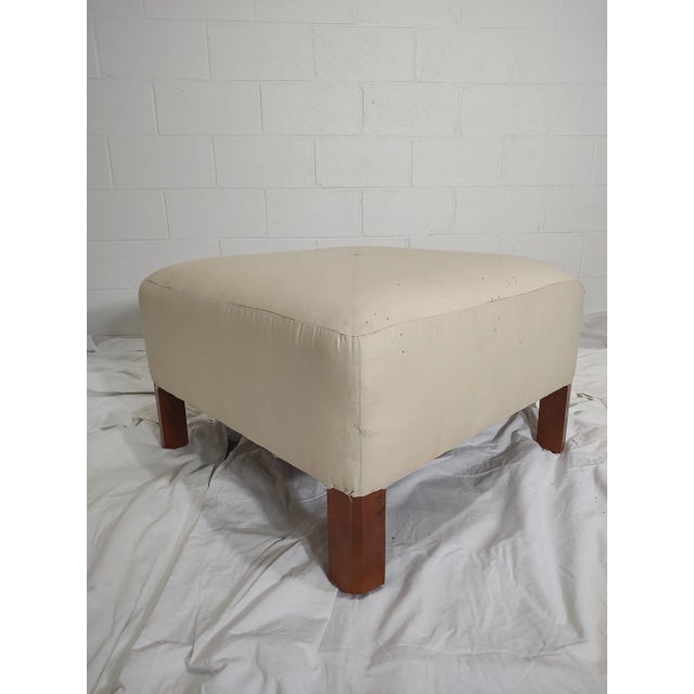 Wood Henredon Ottoman- Newly Upholstered, Vintage 90s For Sale - Image 7 of 13