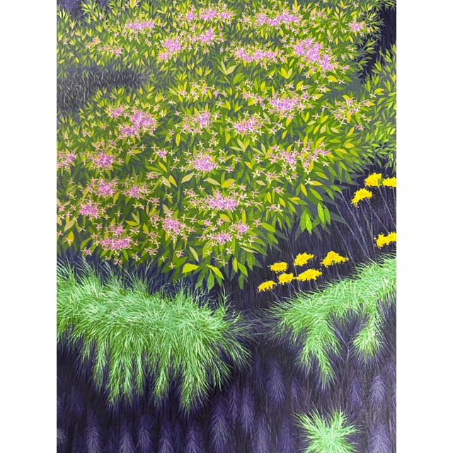 Green Gordon Mortensen "Beach Flowers" Signed Numbered Woodcut Art Print, For Sale - Image 8 of 9