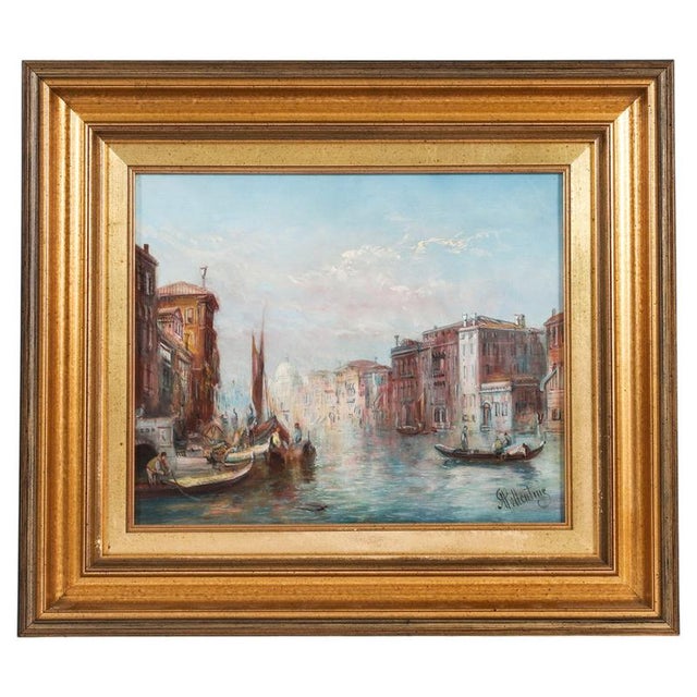 Alfred Pollentine, Grand Canal Mocenigo Palace in Venice, 19th Century, Oil Painting on Canvas For Sale - Image 14 of 14