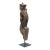 Monumental 46" Antique Indian Hand-Carved Lotus & Bird Architectural Corbel on Iron Stand For Sale
