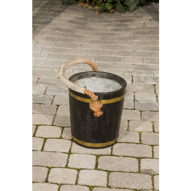 Black Late 19th Century English Oak Champaign Bucket with Coat of Arms For Sale - Image 8 of 8