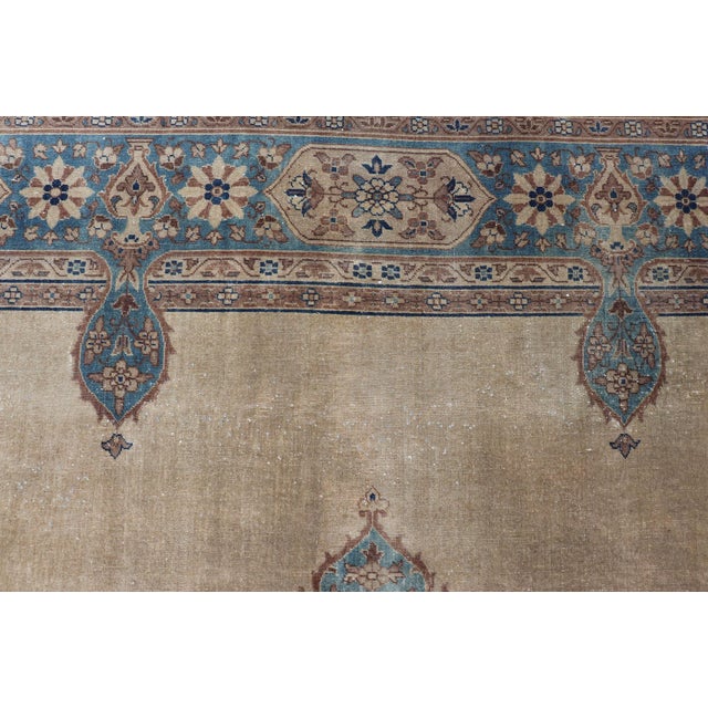 Large Antique Amritsar Rug in Taupe, Brown and Blue 12' X 15' For Sale - Image 10 of 12