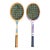 Pair of Colorful Vintage Wooden Tennis Rackets For Sale