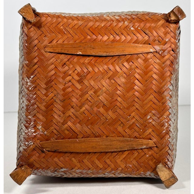 1930s Japanese Ikebana Hanakago Woven Bamboo Flower Basket For Sale - Image 11 of 14