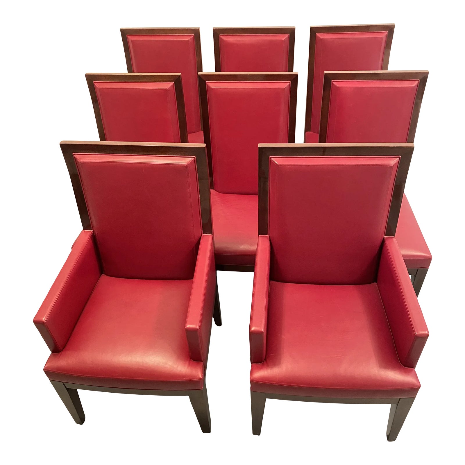 Holly Hunt 1980s Red Leather Dinning Chairs Set of 8 Chairish