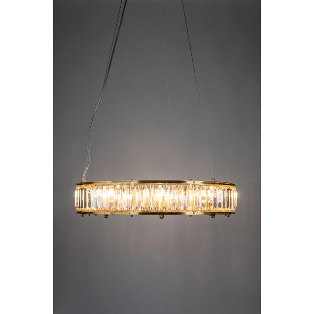 Contemporary Satin Brass and Precision-Cut Austrian Crystal Chandelier by ZAVADSKI For Sale - Image 3 of 4