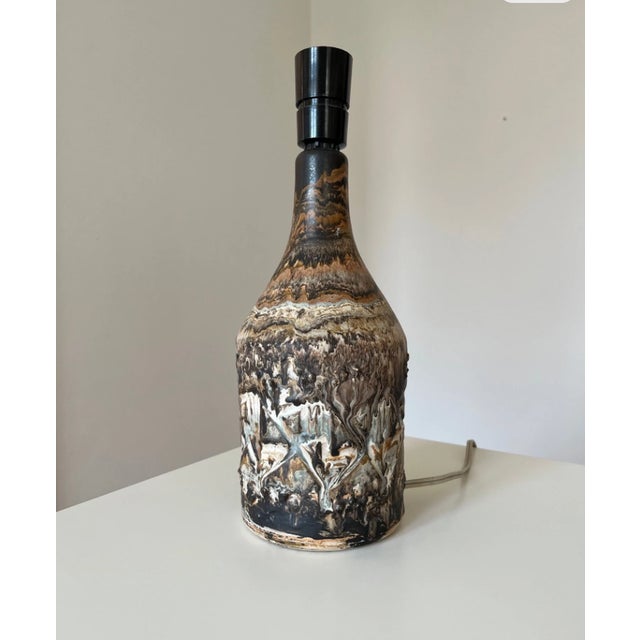 Unusual, unique danish stoneware table lamp by Birte Vedel Howards signed and numbered. This piece has an attribution...