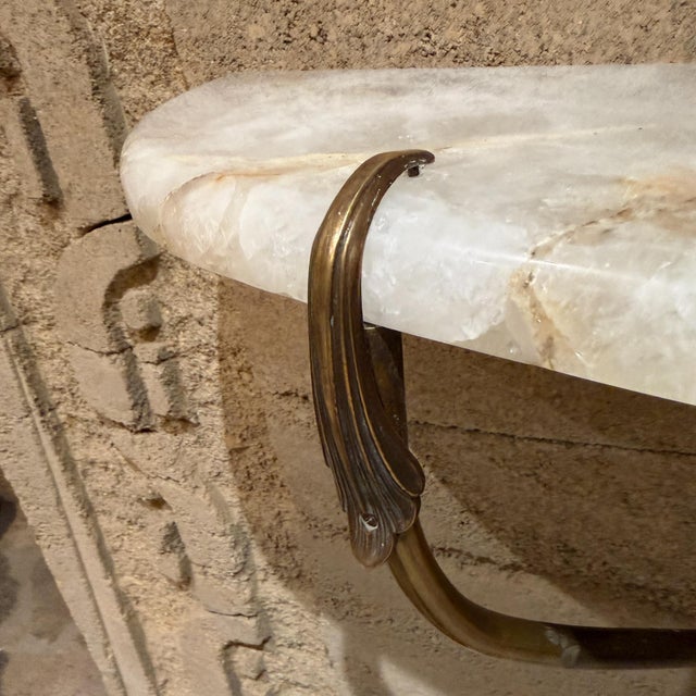 1950s Sculptural Venetian Wall Console Table Cristallo Brass Italy For Sale - Image 9 of 13