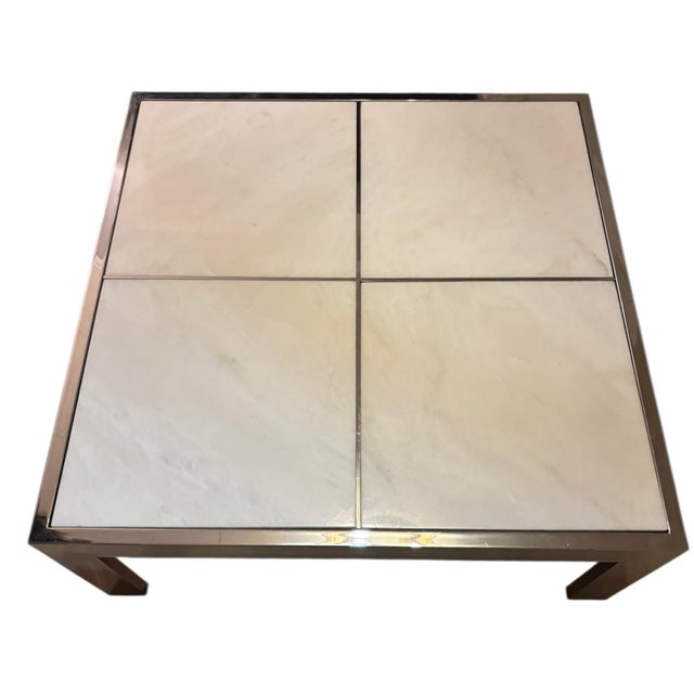 Pace Collection Leon Rosen for Pace Collection Coffee Table in Steel With Portuguese Marble Top For Sale - Image 4 of 6
