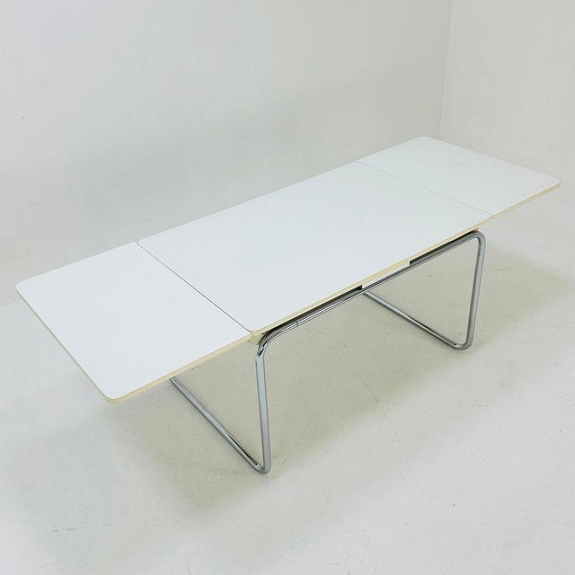 Wood Mid-Century Bauhaus Dining Table in Tubular Chrome and Wood, 1980s For Sale - Image 7 of 11