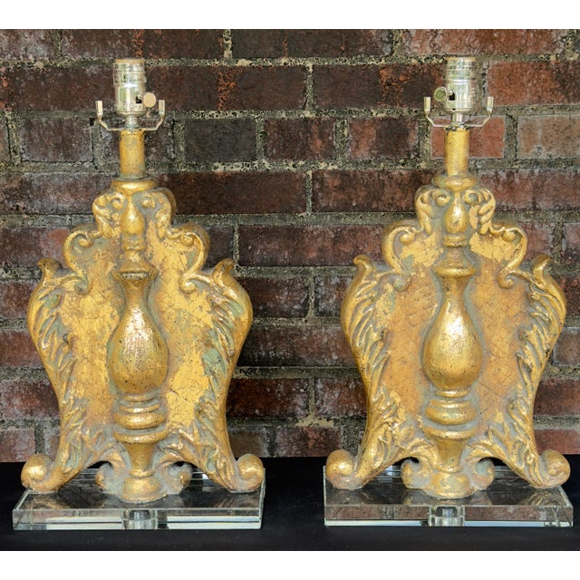 Rococo 1990s Gold Leaf & Verdigris Newly Painted Table Lamps by Turtle and Crane - Hollywood Regency For Sale - Image 3 of 17