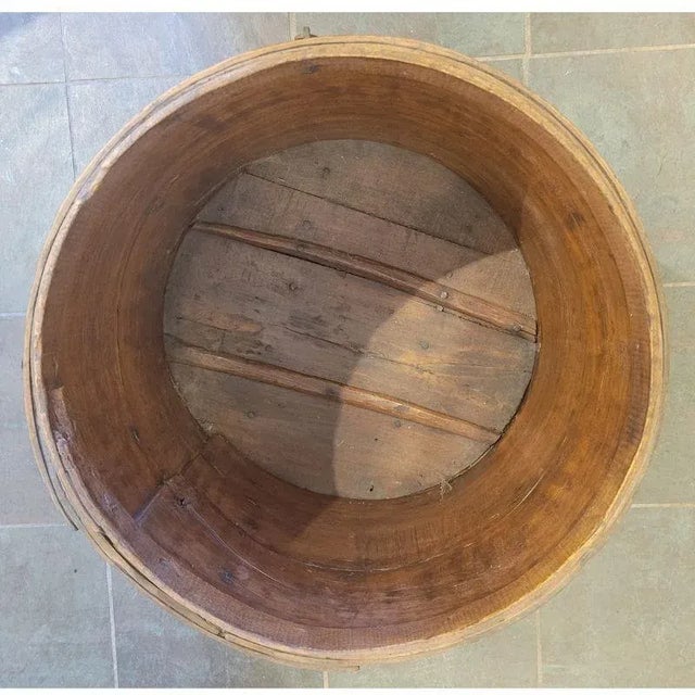 Rustic Antique Round Chinese Bent Wood Food Drum/Side Table For Sale - Image 9 of 9