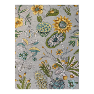 Schumacher Roca Redonda Grey & Ochre Fabric 178771 Schumacher Classics Collection Linen Fabric 3 Yards